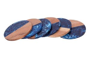 Ensemble de sous-verres en bois indien traditionnel avec sculpture artistique sous-verre à thé en bois fait à la main avec motif floral pour la décoration de table - Product Image 4