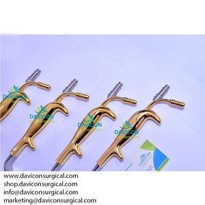 FERREIRA Style Manual Breast Retractor Gold Plated Steel and Metal <b>Instrument</b> for Plastic Surgery Fiber <b>Optic</b> Technology - Product Image 4