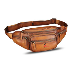 Riñonera de cuero genuino personalizada, bolso multifunción para festivales de viaje, cierre de cremallera, estilo de moda artesanal para hombres y mujeres - Product Image 1