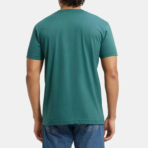 เสื้อยืดคอวีสำหรับผู้ชายเสื้อแขนสั้นผ้าคอตตอน100% คอวีสีพื้น - Product Image 3