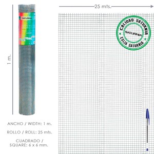Rete Elettrosaldata Zincata 6x6 / 100 cm. Rotolo da 25 Metri per Uso Domestico - Product Image 1