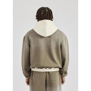Nouveauté 2025 100% coton hommes couleur bloc sweats à capuche personnalisé DTF imprimé logo 2 tons baggy goutte épaule à capuche pour homme - Product Image 2