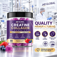 Gummies de créatine et de collagène OEM avec créatine monohydrate, peptides de collagène hydrolysés, complément nutritionnel sportif pour femmes
