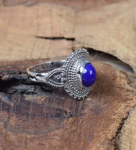 Anillo hecho a mano lapislázuli piedra preciosa anillo de Plata de Ley 925 con forma ovalada de excelente calidad diseño clásico para anillos de mujer - Product Image 3