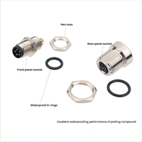 Conector de Enchufe con Código D B de 3, 4, 5, 6 y 8 Pines, Montaje en Placa Metálica, Resistente al Agua IP67