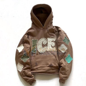 <b>Men</b> Winter Distressed Embroidery Hoodie Soft Cotton High Quality Breathable Loose Fit Comfortable Daily Wear Trend Inspired - Product Image 2