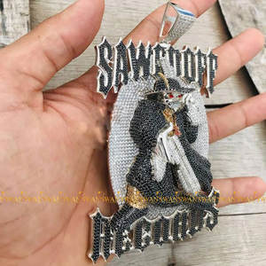 Bijoux de mode pendentifs breloques remplies de diamants ronds de laboratoire de taille brillante en argent sterling 925 - Product Image 4