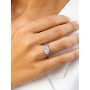 Anillo Solitario con Diamante Americano de 1 Quilate, Grado AAA, con Banda en Plata de Ley 925, Conjunto de Joyería Fina - Product Image 1