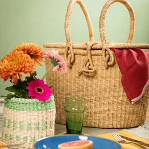 Cesta de almacenamiento de pícnic de algas marinas más vendida Almacenamiento ecológico Cesta de almacenamiento de alimentos o vino Hecho en Vietnam HNH Craft - Product Image 5