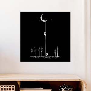 Lienzo Decorativo de Astronauta Escalando la Luna: Impresión Artística Espacial Minimalista para Decoración del Hogar, Lienzo Enrollado - Product Image 1