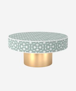 Table basse moderne en incrustation d'os avec base en laiton pour la maison, l'hôtel ou le restaurant table centrale ronde pour le salon - Product Image 1