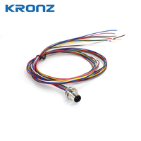KRONZ Connecteur à bride M12 pour montage sur panneau avec fil de 1m Connecteurs circulaires M12 pour capteur industriel en cuivre codé A à 8 broches