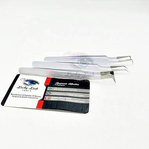 Ensemble de pinces à cils en acier inoxydable massif avec logo privé personnalisable Embouts en fibres pointues de couleur blanche pour les sourcils - Product Image 5