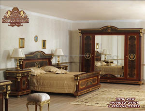 Juego de Muebles de Dormitorio y Cama de Madera de Teca de Estilo Griego Clásico, Decoración de Hogar de Lujo, Tamaño Personalizable, Tallado a Mano por Diseñador - Product Image 4