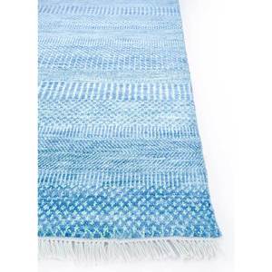 Kairos Blue Hand Knotted Wool Viscose <b>Rug</b> Solid Color Abstract for Home Hallway Bedroom Rectangular Shape Handmade SKWV-26 - Product Image 4