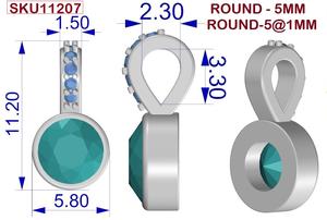 Colgante Romántico de Ónice Negro con Circonita Natural, Forma Redonda de 11 mm, Plata de Ley, Chapado en Oro y Rodio, para Regalo - Product Image 6