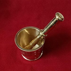 Solid Brass Mortar and Pestle with Heavy Granite Bowl Indian Manufactured <b>Garlic</b> Masher for Food Use - Product Image 5