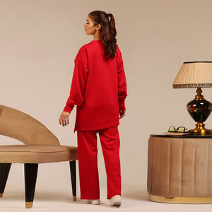 Tendance actuelle : Mode modeste pour femmes musulmanes, ensemble élégant personnalisable avec tunique à nouer sur le côté et pantalon à jambe droite - Product Image 3