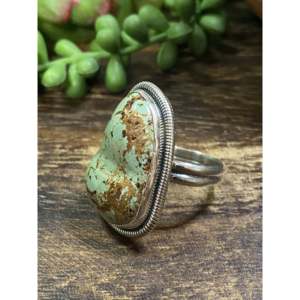 Wydell Billie Royston Turquoise <b>Sterling</b> <b>Silver</b> <b>Adjustable</b> <b>Ring</b> Size 9 Geometric Bezel Set - Product Image 4