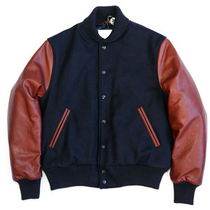 Chaqueta Universitaria Varsity Azul Oscuro con Bordado Frontal, Reversible, Ecológica, Precio Bajo al por Mayor, ODM, para Hombre - Product Image 1