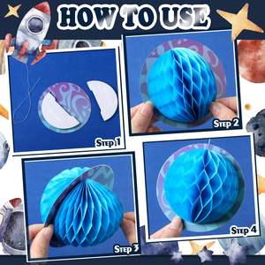 Decorazioni a Nido d'Ape del Sistema Solare, Galassia 3D, Razzo, Astronauta, Accessori per Feste di Compleanno a Tema Spaziale - Product Image 5