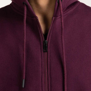Sudadera con capucha 100% Algodón Fleece Sudadera con capucha para hombre Patrón sólido Cremallera Sudadera con capucha Básicos para el invierno - Product Image 4
