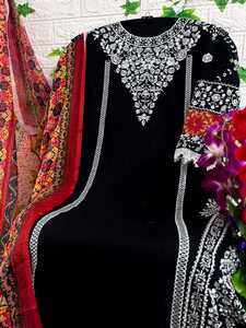 Robe longue en soie de rayonne lourde de créateur Salwar Kameez Dupatta avec broderie fantaisie pour mariages indiens et pakistanais et vêtements décontractés - Product Image 4