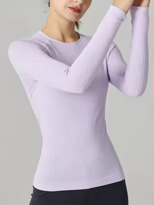 Camisetas Casuales de Manga Larga para Mujer, Primavera 2025, Algodón Peinado de Alta Calidad, Ecológicas, de Secado Rápido, con Logotipo y Color Personalizados - Product Image 2