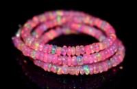 Collier de perles rondes en opale éthiopienne rose naturelle 3-5mm, collier de perles en opale rose chatoyante, bijoux en gros, prix de gros 16/18 pouces