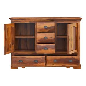 ตู้ไม้สักเนื้อแข็งทำด้วยมือ5ลิ้นชัก2ประตูตู้เก็บของเรียบง่ายเป็นมิตรต่อสิ่งแวดล้อมสำหรับบ้านห้องรับประทานอาหารห้องนอน - Product Image 5