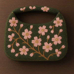 Perlé bleu coquelicot sac à main Artisan brodé Floral sac à main pour femmes et filles Boutique mode sac luxe perlé soirée pochette - Product Image 2