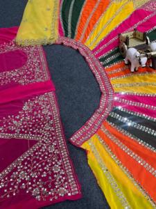 Lehenga Choli élégant ethnique pour adultes à la mode indien pakistanais véritable travail de broderie de miroir avec Cancan et toile Patta - Product Image 5