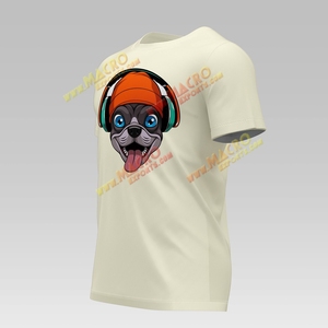 เสื้อยืดผ้าทอผสมคอตตอน 96% สแปนเด็กซ์ 4% ลายหูฟังดนตรีสำหรับสัตว์เลี้ยง ออกแบบโลโก้ได้เอง สำหรับคนรักดนตรีและสัตว์เลี้ยงทุกคน ทุกขนาด - Product Image 3