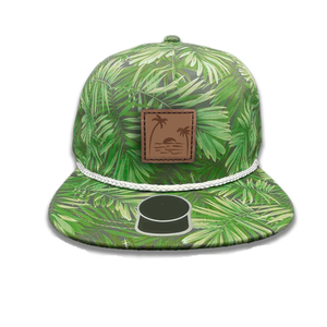 Vietnam Factory Tropical Palm Tree Leather Patch Golf Rope <b>Hat</b> Custom Rubber Logo Snapback <b>Flat</b> Bill Beach Cycling Headwear - Product Image 5