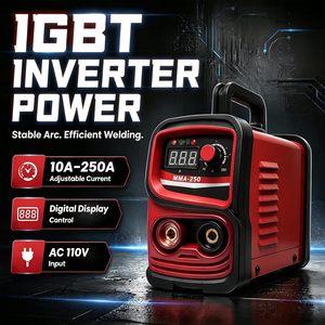 เครื่องเชื่อมพกพา MMA 250 ดิจิตอล แบบใช้ลวดเชื่อม IGBT พร้อมหน้ากาก ที่หนีบ และหัวเชื่อม สำหรับซ่อมแซมโลหะ - Product Image 3