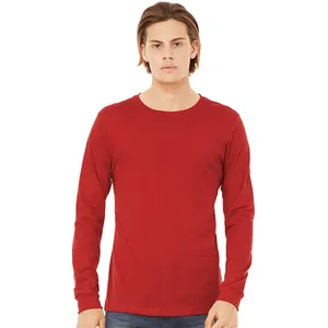 Maglia rossa 3001 Bella Canvas magliette a maniche lunghe T-shirt rossa tinta unita T-shirt a maniche lunghe Unisex in jersey
