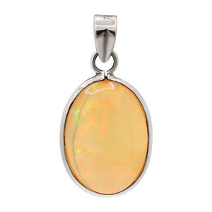 Pendentif en pierre précieuse opale éthiopienne naturelle de forme ovale pendentif en pierre précieuse cabochon or jaune 18 carats bijoux classiques - Product Image 3