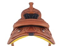 Selle Western pour enfants de 10 pouces en cuir de buffle 100 %, logo personnalisé, motif floral sculpté à la main, siège rembourré doux et durable, outillage personnalisé pour enfants