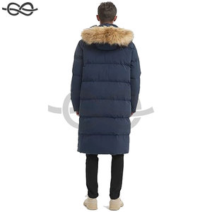 Abrigo largo de plumón para hombre, Maxi chaqueta acolchada gruesa, Parka de plumón azul marino de longitud completa, ropa de abrigo cálida para invierno - Product Image 3