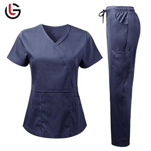 Wrinkle Resistant Unisex Nurse <b>Scrub</b> Set Medical Short Sleeves Hospital Wear <b>Uniform</b> <b>Scrubs</b> Spandex/Polyester Needle Detection - Product Image 1