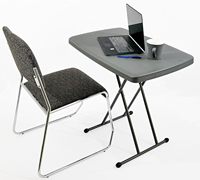 Table pliante en métal robuste pour usage extérieur, camping, hôtel, hauteur réglable, finition charbon, pour salon et extérieur
