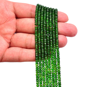 ลูกปัดโครมไดโอไซด์ AAA+ ขนาด 3 มม.-4 มม. ทรงรอนเดลเหลี่ยมเพชรพลอย สีเขียวโครมไดโอไซด์ธรรมชาติ อัญมณีกึ่งมีค่า สำหรับทำเครื่องประดับ - Product Image 3