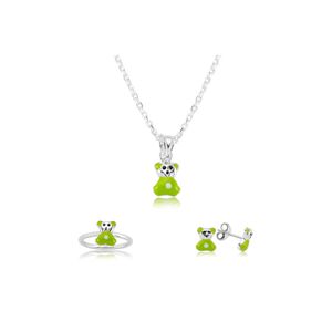 Set per bambini orsacchiotto verde argento