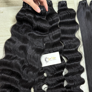 Sun Hair Company Luxe Naturel Noir Double Dessiné Naturel Ondulé Trame Bundles de Cheveux Brut Vietnamien Cheveux Humains Sans Colle Perruque HD Lace - Product Image 1