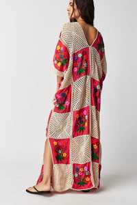 Robe longue d'été 2025 pour femme, coupe ample, taille naturelle, col en V, manches longues, sexy, écologique, lavable, 100 % coton, grandes tailles - Product Image 5