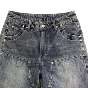 Shorts Vaqueros Deslavados para Hombre, Ropa Urbana de Algodón de Alta Calidad, Jeans Holgados con Logotipo Personalizado, Diseño Casual Personalizado - Product Image 3