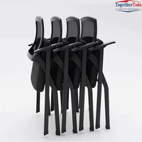 Chaise de bureau exécutive avec accoudoirs pliables, structure en plastique et en acier, idéale pour les réunions de personnel et la réception des visiteurs