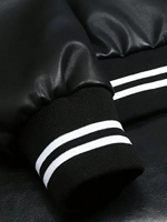 Jaket pengendara sepeda motor Amerika blok warna bisbol kulit Bomber dengan kerah berdiri selesai proses tahan angin & bernapas