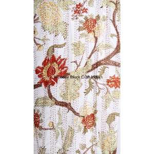 Veste courte en coton pur 100% faite à la main, style kimono, matelassée Kantha, motif floral bohème, robe avec ceinture à nouer, douce, hiver, automne, plage - Product Image 4