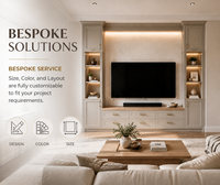 Meuble TV mural moderne KEJIA gris clair pour salon avec tiroirs de rangement et étagères de présentation